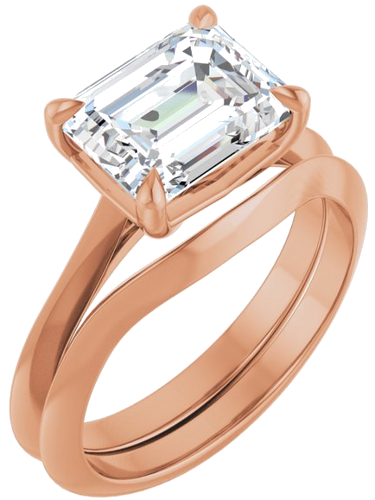 10K Rose 9x7 mm Emerald Solitaire Engagement Ring Mounting (6)