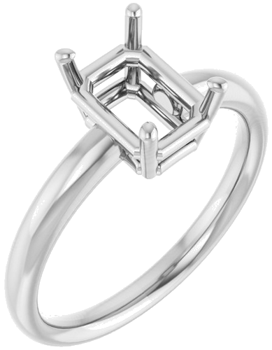 14K White 8x6 mm Emerald Engagement Ring Mounting (1)