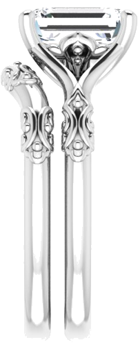 14K White 8x6 mm Emerald Solitaire Engagement Ring Mounting (9)