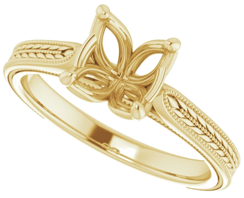 14K Yellow  7.4 mm Round Solitaire Engagement Ring Mounting (5)