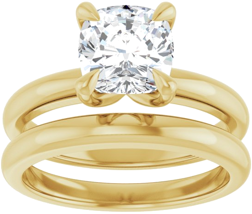14K Yellow 7x7 mm Cushion Solitaire Engagement Ring Mounting (8)
