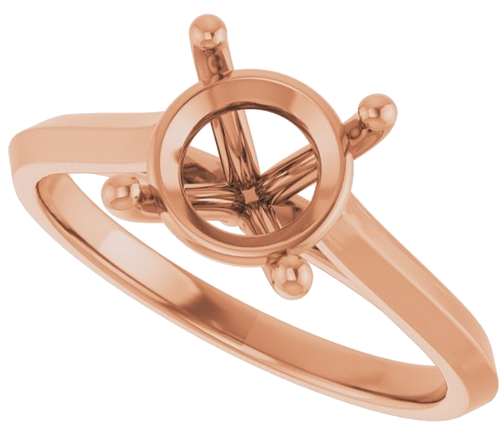 14K Rose 8 mm Round Solitaire Engagement Ring Mounting (5)