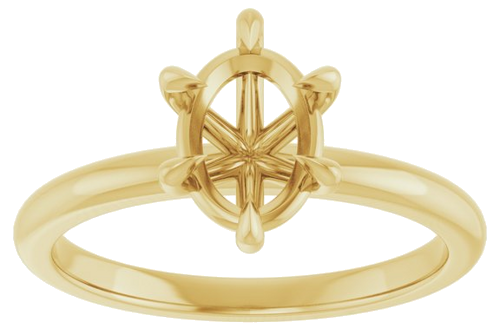 14K Yellow 8x6 mm Oval Solitaire Engagement Ring Mounting (3)