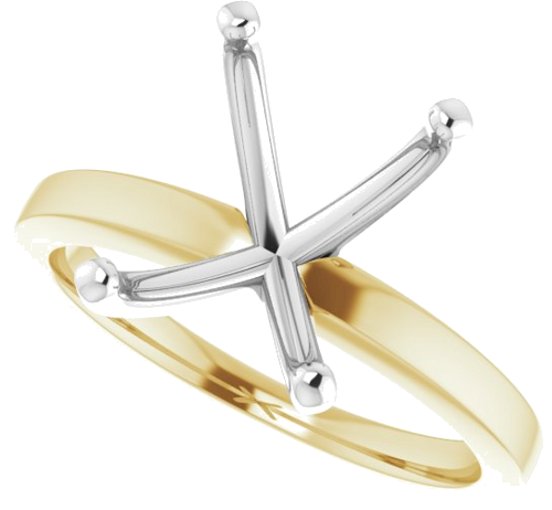 14K Yellow White 10x8 mm Emerald Solitaire Engagement Ring Mounting (5)