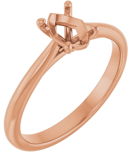 Sužadėtuvių Žiedas „Solitaire“ 585 Rožinis Aukso Oval 7mm x 5mm (1)