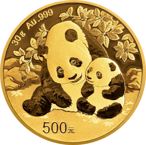 30 g Panda 2024 Kinija 500 juanių auksinė moneta (1)