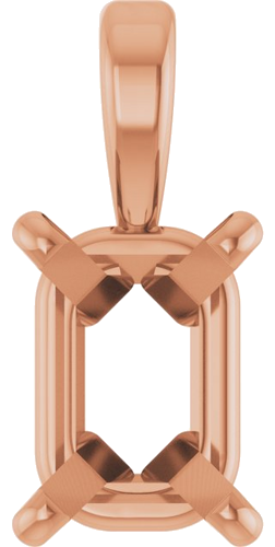 14K Rose 6x4.5 mm Emerald 4-Prong Pendant Mounting (1)