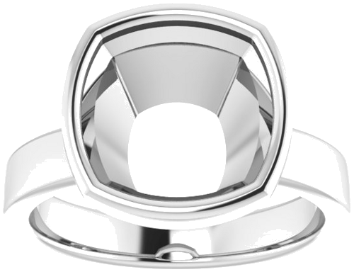 14K White 10 mm Cushion Solitaire Engagement Ring Mounting (3)
