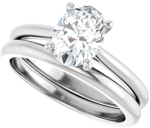 Sužadėtuvių Žiedas „Solitaire“ 585 Baltojo Aukso Oval 8mm x 6mm (10)