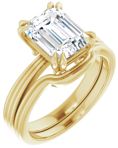 14K Yellow 9x7 mm Emerald Solitaire Engagement Ring Mounting (6)