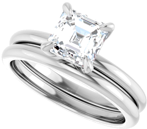 14K White  6x6 mm Asscher Solitaire Engagement Ring Mounting (10)