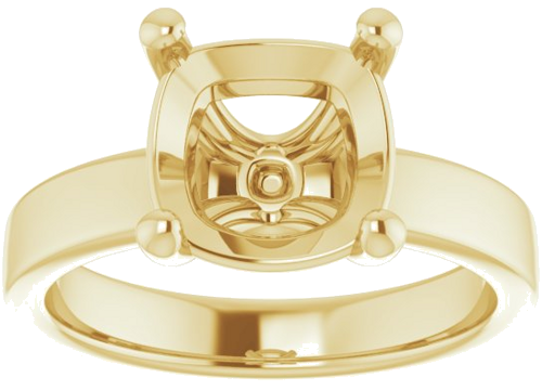 14K Yellow 9 mm Cushion Solitaire Engagement Ring Mounting (3)