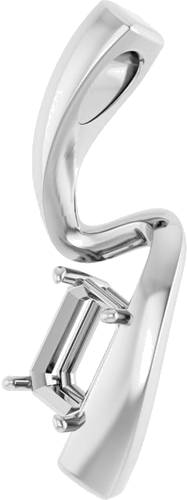 Pakabukas „Freeform Solitaire“ 585 Baltojo Aukso Emerald 6mm x 4mm (2)