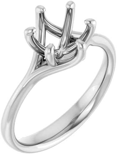 14K White 7.4 mm Round Engagement Ring Mounting (1)