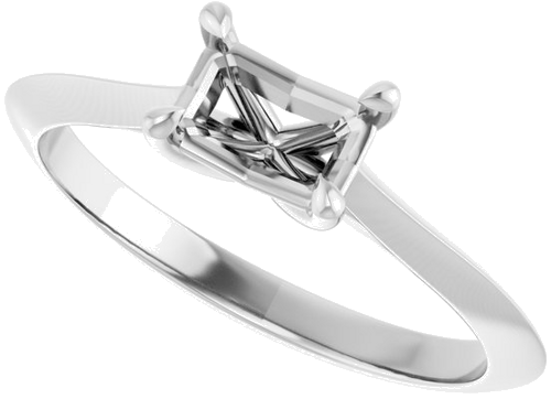 Sužadėtuvių Žiedas „Solitaire“ 585 Baltojo Aukso Emerald 6mm x 4mm (5)