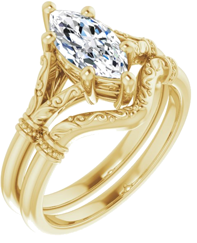 14K Yellow 10x5 mm Marquise Solitaire Engagement Ring Mounting (6)