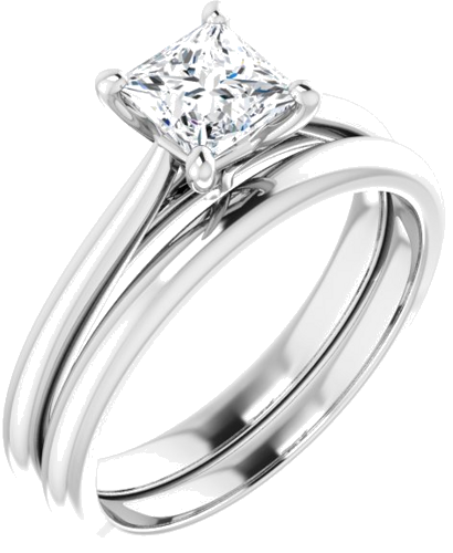 Sužadėtuvių Žiedas „Solitaire“ 585 Baltojo Aukso Square 5mm (6)