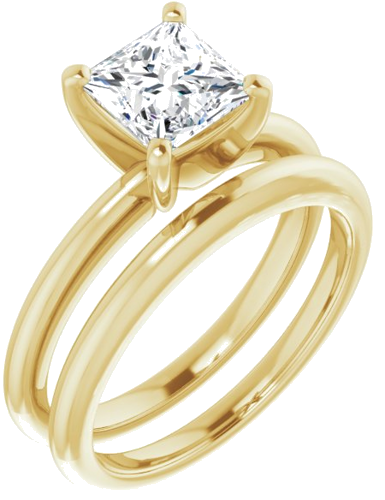 Sužadėtuvių Žiedas „Solitaire“ 585 Geltonojo Aukso Square 6mm (6)