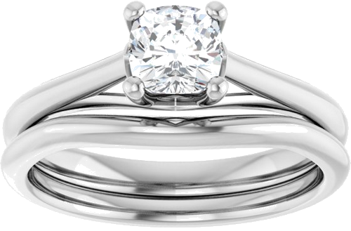 14K White 5 mm Cushion Solitaire Engagement Ring Mounting (8)