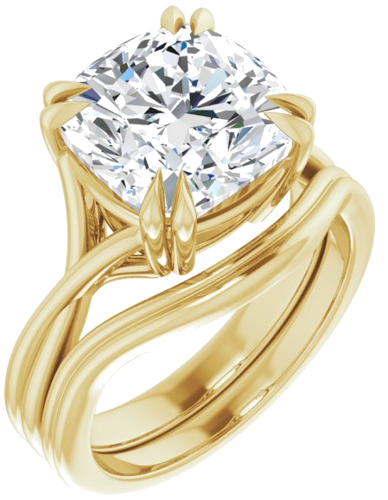 14K Yellow 10 mm Cushion Solitaire Engagement Ring Mounting (6)