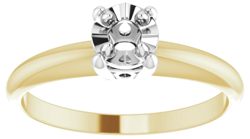14K Yellow   White 4.1 mm Round 4-Prong Illusion Solitaire Ring Mounting (3)