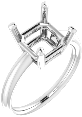 14K White 9 mm Asscher Engagement Ring Mounting (1)