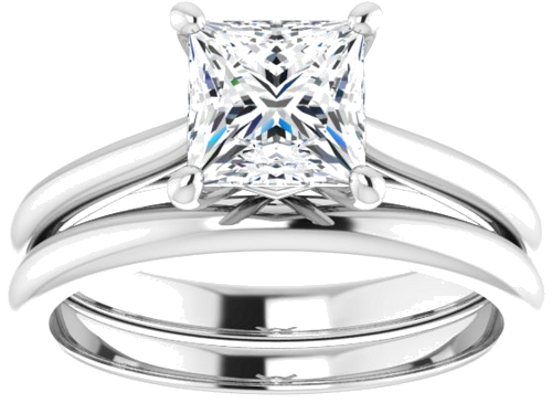 Platinum 6 mm Square Solitaire Engagement Ring Mounting (8)