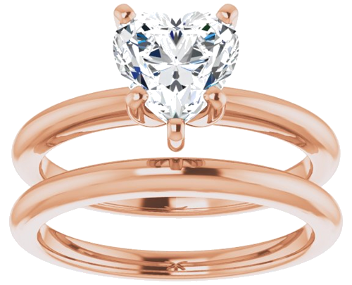 14K Rose  7x7 mm Heart Solitaire Engagement Ring Mounting (8)