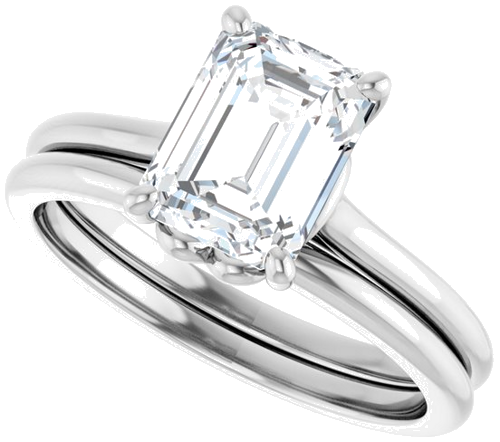 Sužadėtuvių Žiedas „Solitaire“ 585 Baltojo Aukso Emerald 8mm x 6mm (10)