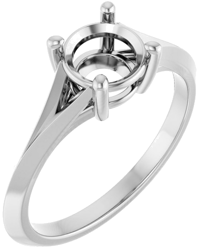 14K White 6.5 mm Round Solitaire Engagement Ring Mounting (1)