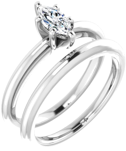 14K White  7x3.5 mm Marquise Solitaire Engagement Ring Mounting (6)