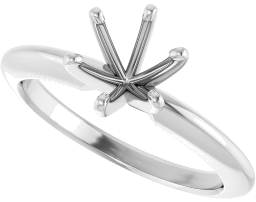 14K White 6-6.6 mm Round 6-Prong Comfort-Fit Solitaire Ring Mounting (5)