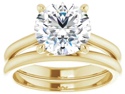 Sužadėtuvių Žiedas „Solitaire“ 585 Geltonojo Aukso Round 8.8mm (8)