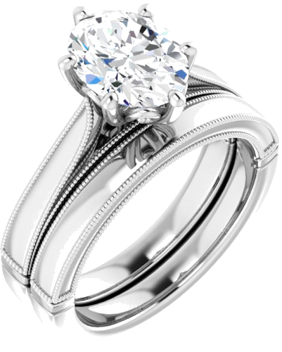 14K White  9x7 mm Oval Solitaire Engagement Ring Mounting (6)