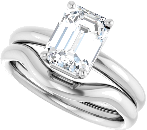 Sužadėtuvių Žiedas „Solitaire“ 585 Baltojo Aukso Emerald 8mm x 6mm (10)