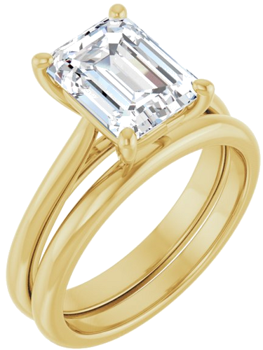 14K Yellow 9x7 mm Emerald Solitaire Engagement Ring Mounting (6)