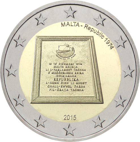 Монета от 2 евро на Република Малта, 2015 г. (1)