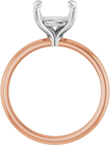 14K Rose White 8 x 8 mm Cushion Engagement Ring Mounting (2)