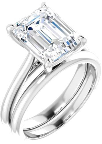 14K White 10x8 mm Emerald Solitaire Engagement Ring Mounting (6)