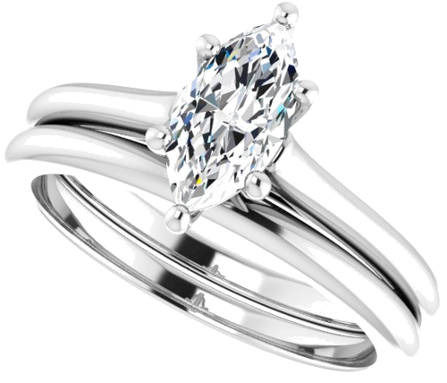 Sužadėtuvių Žiedas „Solitaire“ 585 Baltojo Aukso Marquise 9mm x 4.5mm (10)