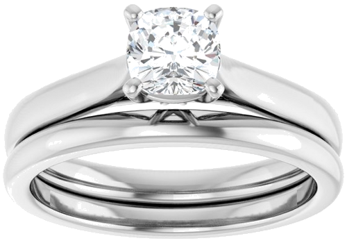 14K White 5 mm Cushion Engagement Ring Mounting (8)