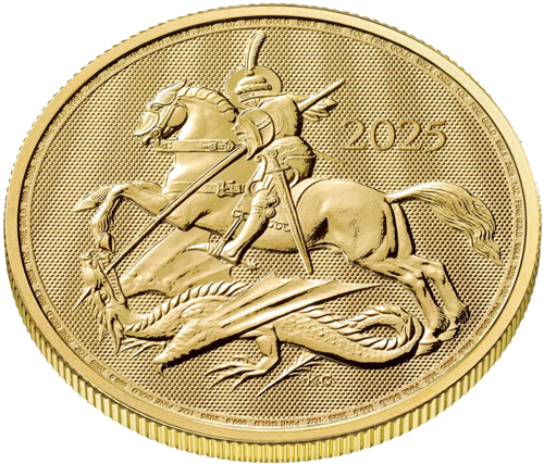 1 oz Šv. Jurgis ir Drakono 2025 Didžioji Britanija auksinė moneta (4)