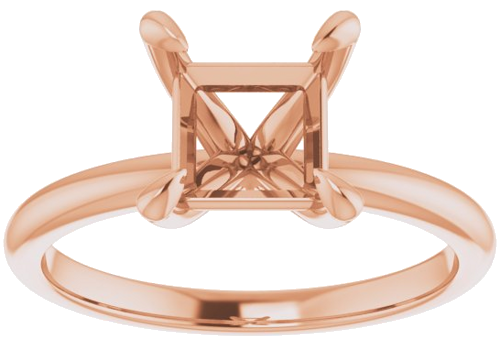 14K Rose  6.5x6.5 mm Square Solitaire Engagement Ring Mounting (3)
