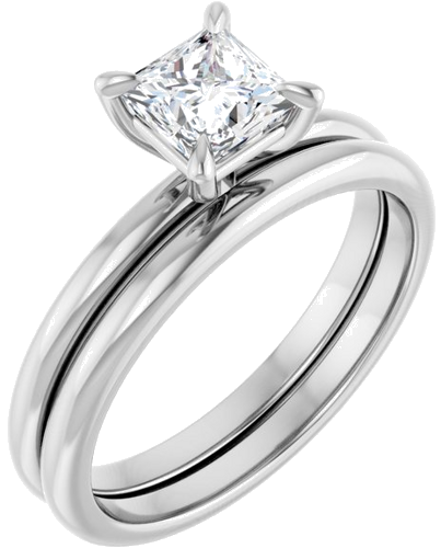 10K White  5x5 mm Square Solitaire Engagement Ring Mounting (6)