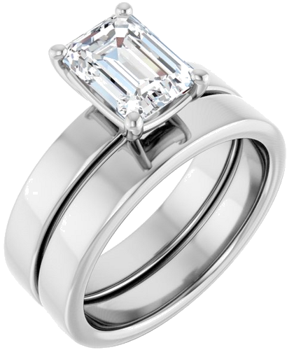 14K White 8x6 mm Emerald Solitaire Engagement Ring Mounting (6)