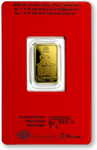 5 g Collectible (Lunar) Investment Gold Bar Year of the Dog 2018 PAMP (2)
