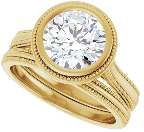 14K Yellow 8 mm Round Solitaire Engagement Ring Mounting (7)