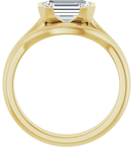 Sužadėtuvių Žiedas „Half Bezel Solitaire“ 585 Geltonojo Aukso Emerald 8mm x 6mm (7)