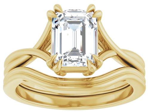 14K Yellow 8x6 mm Emerald Solitaire Engagement Ring Mounting (8)