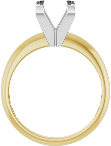 14K Yellow White 7 mm Square V-End 4-Prong Engagement Ring Mounting (2)